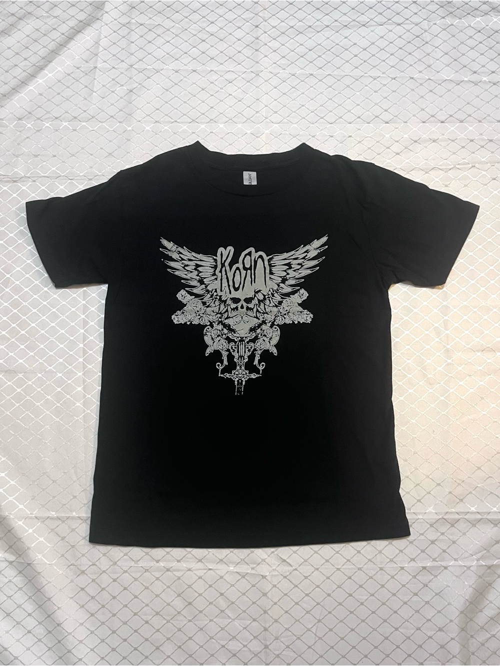 Korn Black & Khaki-Green Unisex Skull Wings Graphic Nu-Metal Rock Band T-Shirt